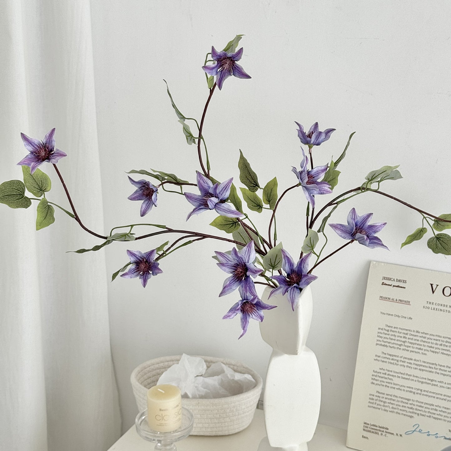 Clematis,Artificial Flower, Suitable for House Decoration, Package
