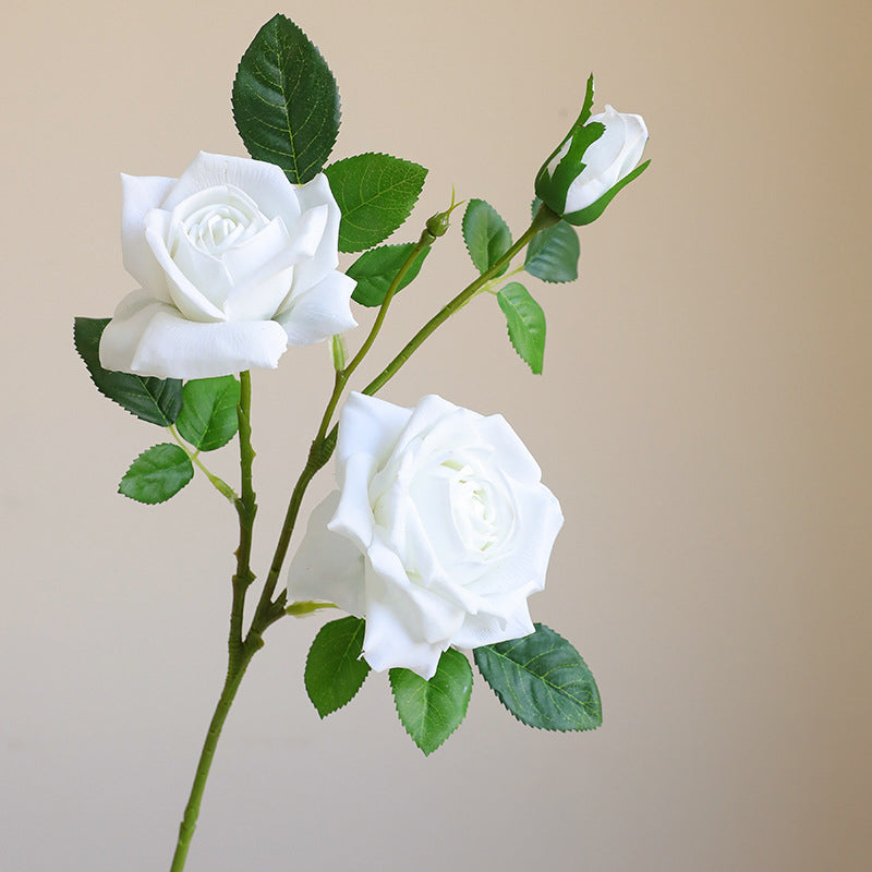 Rose, three flowers per stem, Artificial flower, real touch feel, 6Pcs/12Pcs/20Pcs a Pack