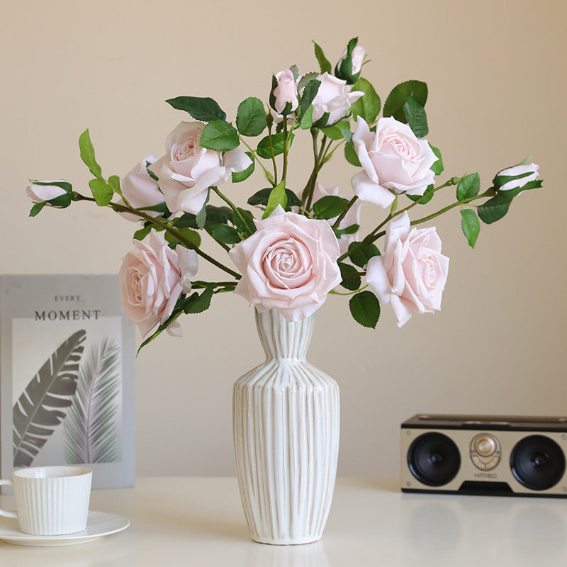 Rose, three flowers per stem, Artificial flower, real touch feel, 6Pcs/12Pcs/20Pcs a Pack