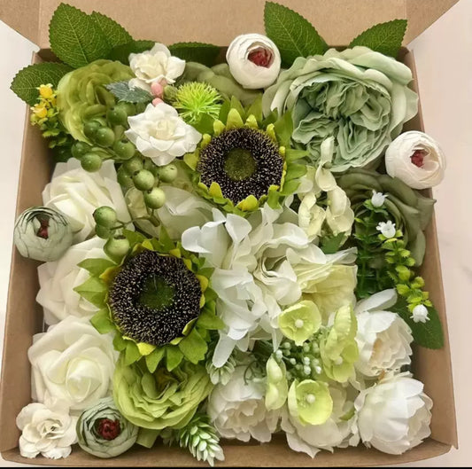 Artificial Flower Box Set, Greens, 3Boxes/5Boxes