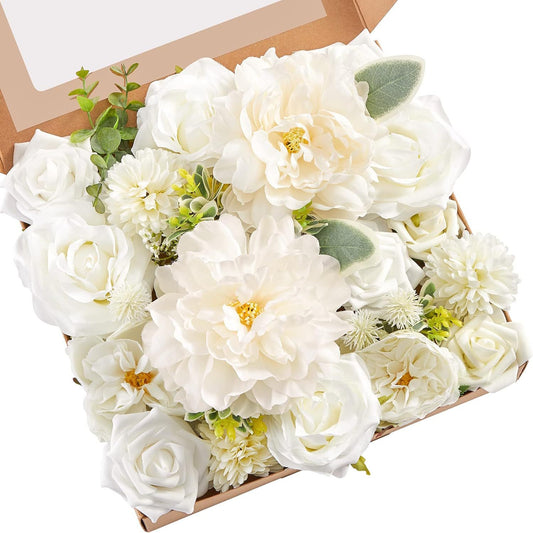 Artificial Flower Box Set, Whites, 2Boxes/4Boxes