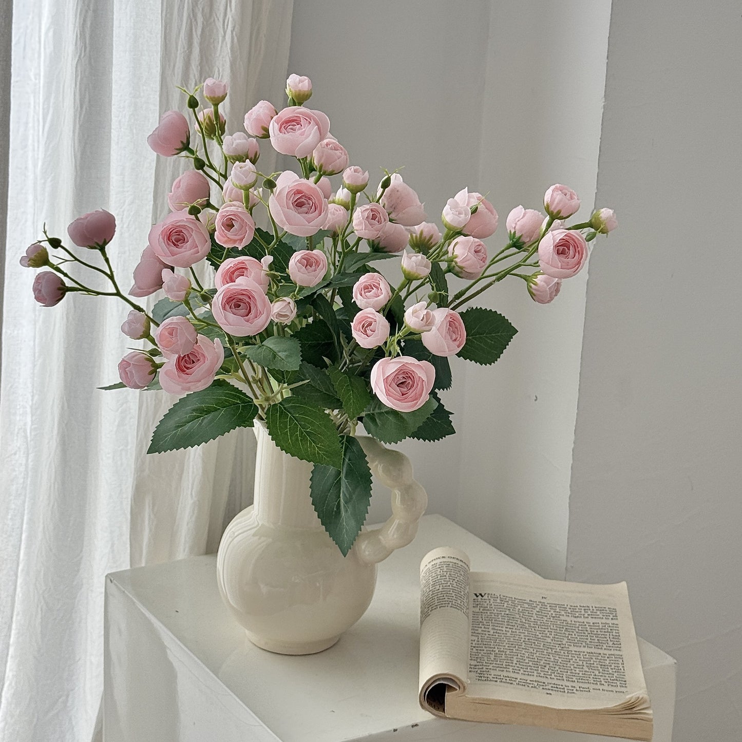 Small camellias, small tea buds, artificial flowers, 12 flowers per stem